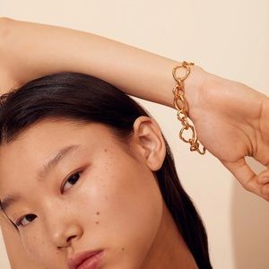 Mango 24k gold plated bamboo link bracelet